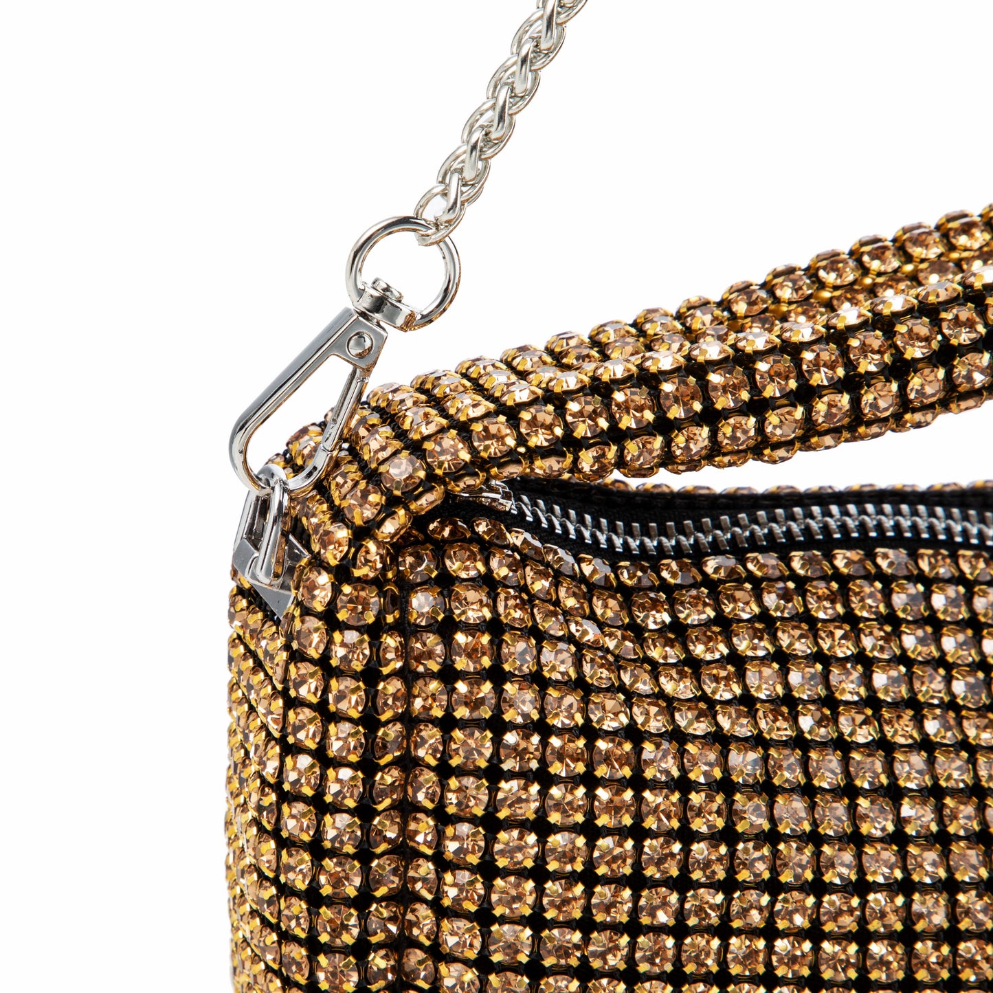 Rhinestone Brown Underarm Bag