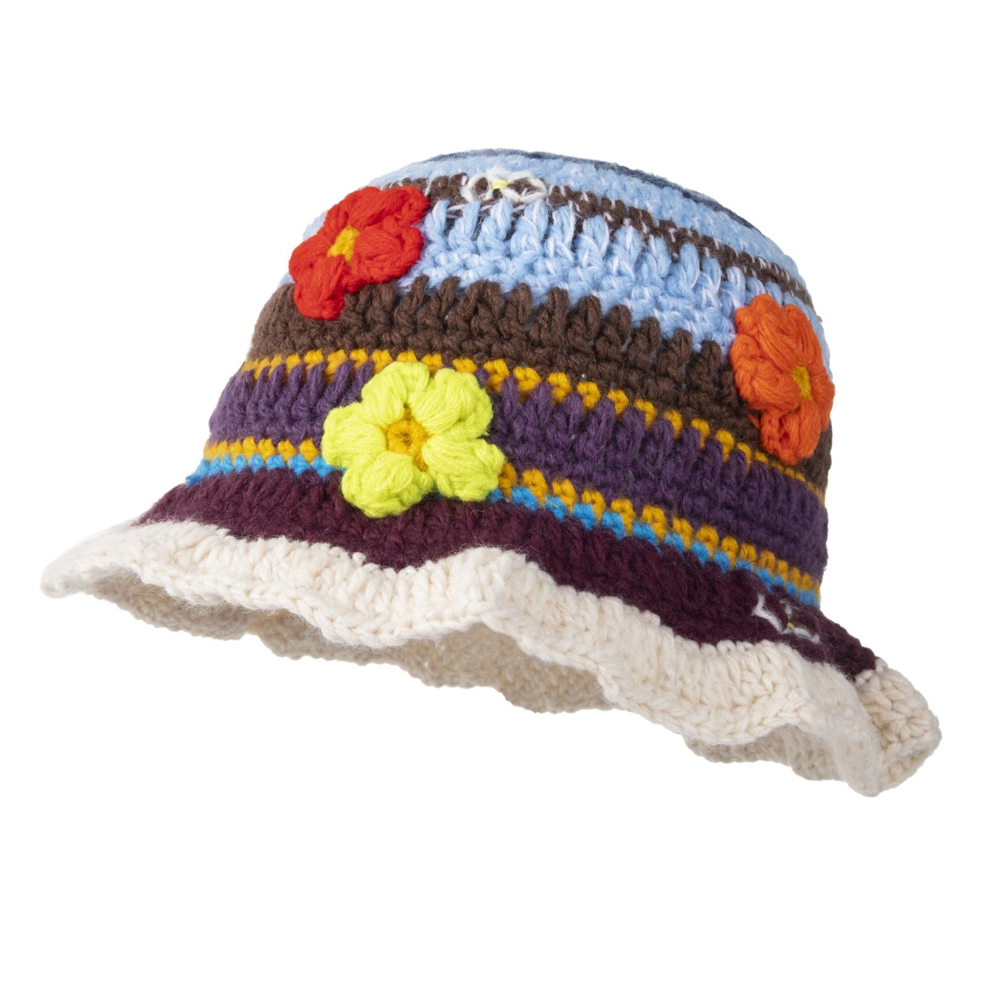 3-Flower Crochet Hat