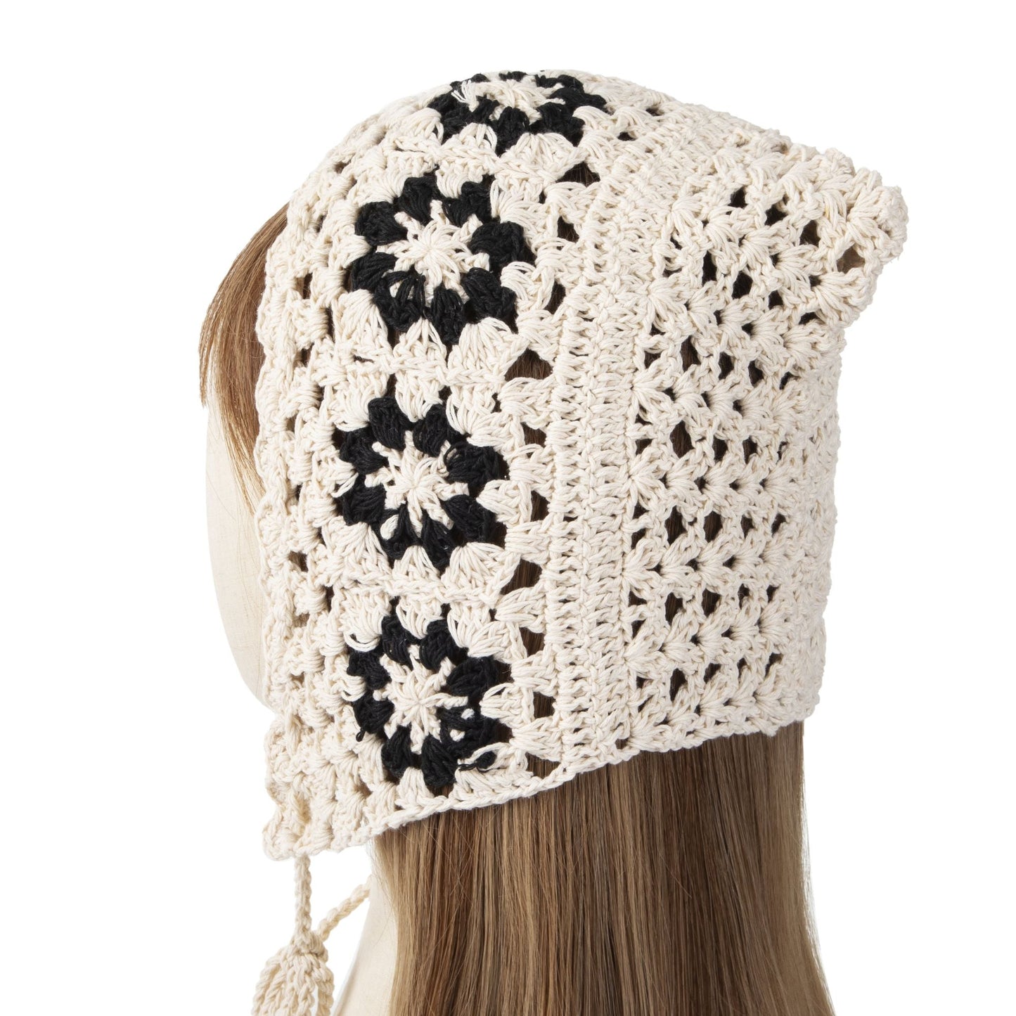 White Floral Lace Headscarf