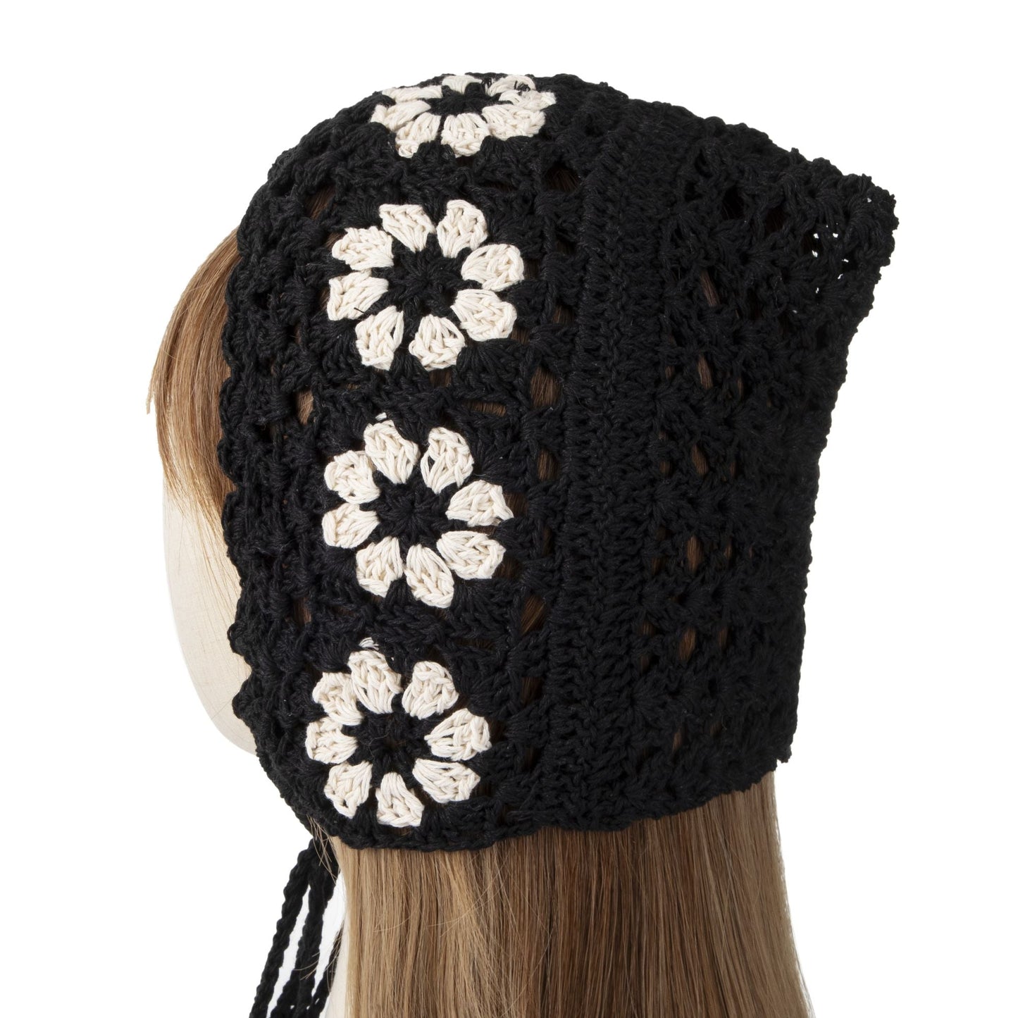 Black Floral Lace Headscarf