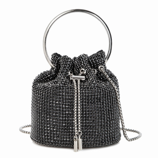 Ring Handle Rhinestone Black Bucket