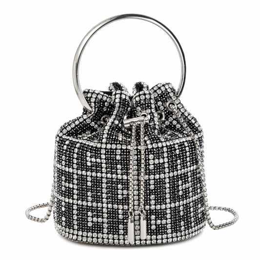 Ring Handle Rhinestone Gunmetal Bucket