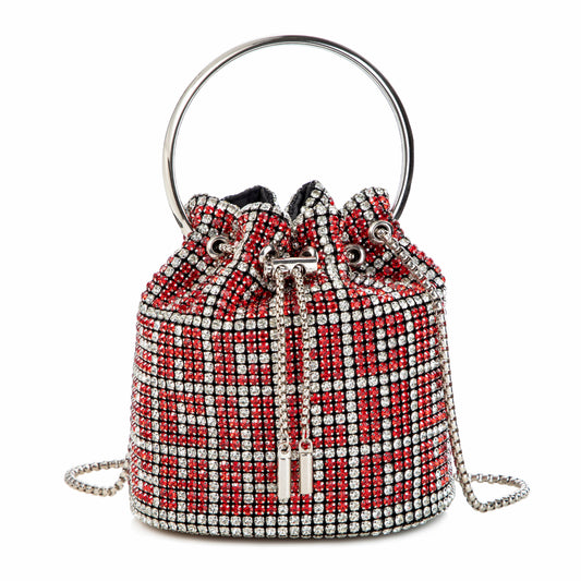 Ring Handle Rhinestone Red Bucket