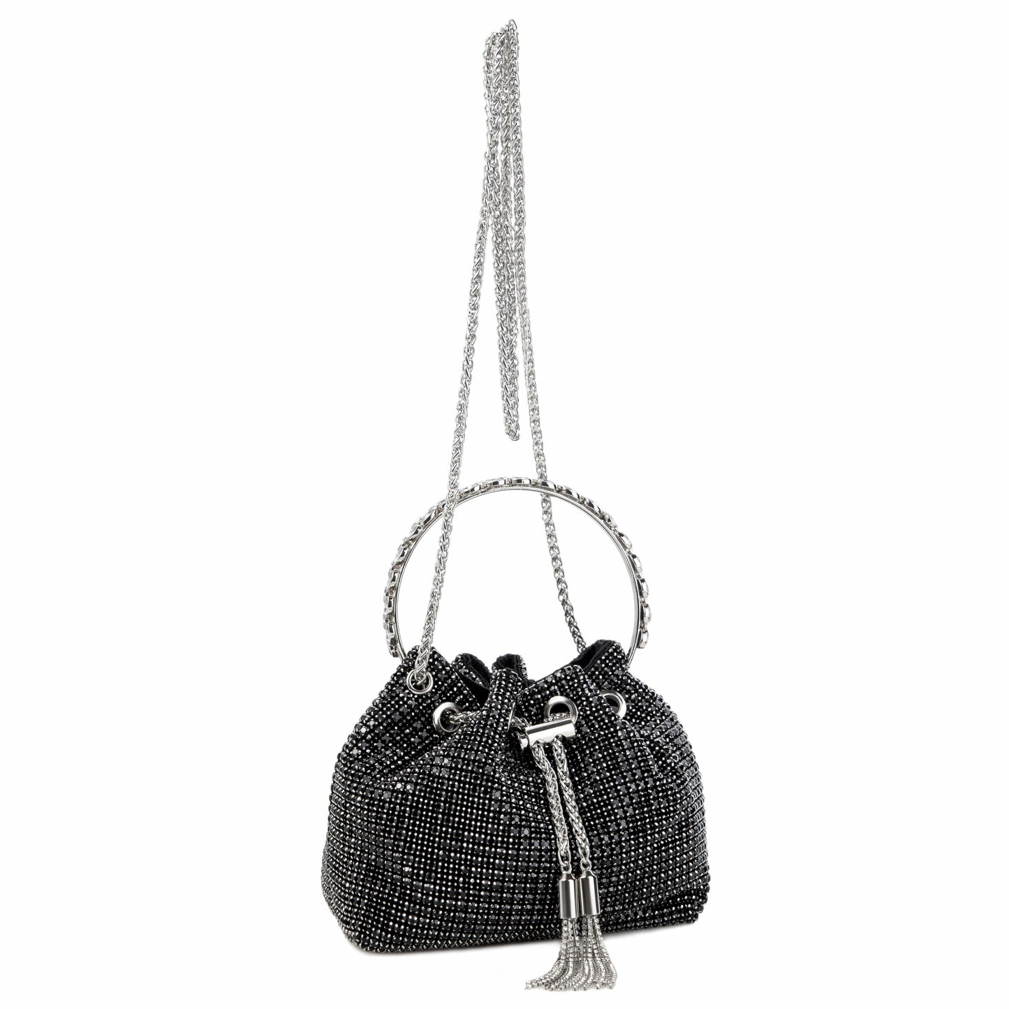 Rhinestone Tassel Black Bucket