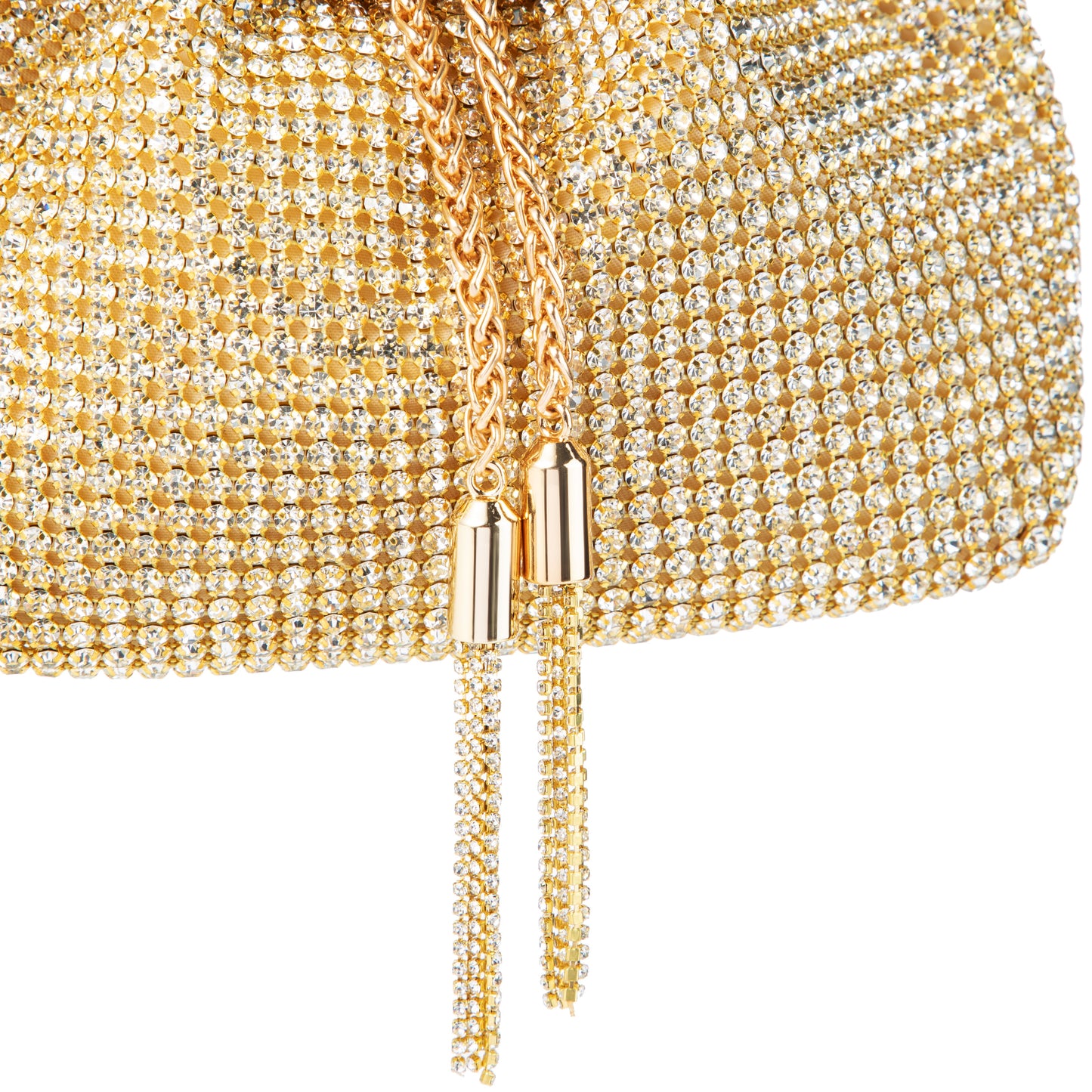 Rhinestone Tassel Gold Bucket