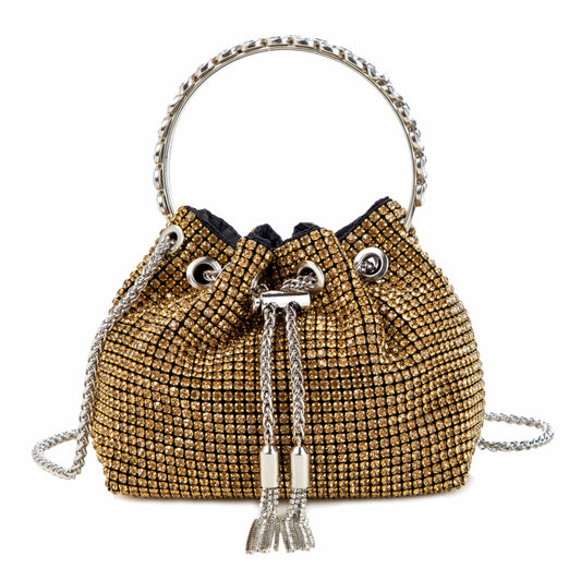 Rhinestone Tassel Brown Bucket