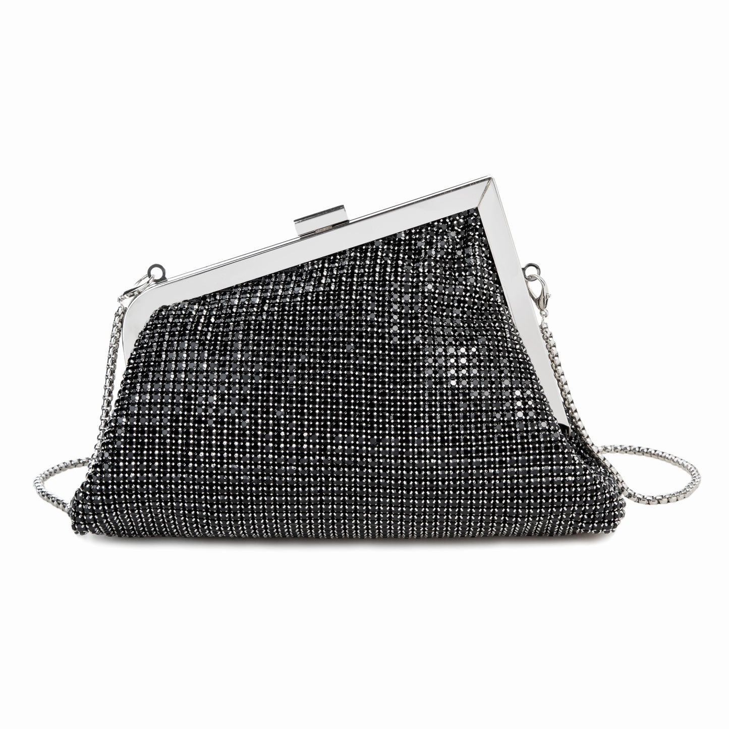 Rhinestone Angled Black Clutch