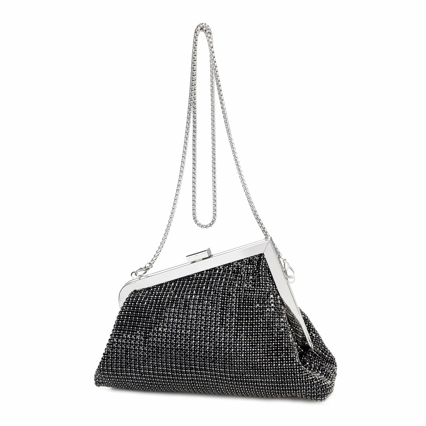 Rhinestone Angled Black Clutch