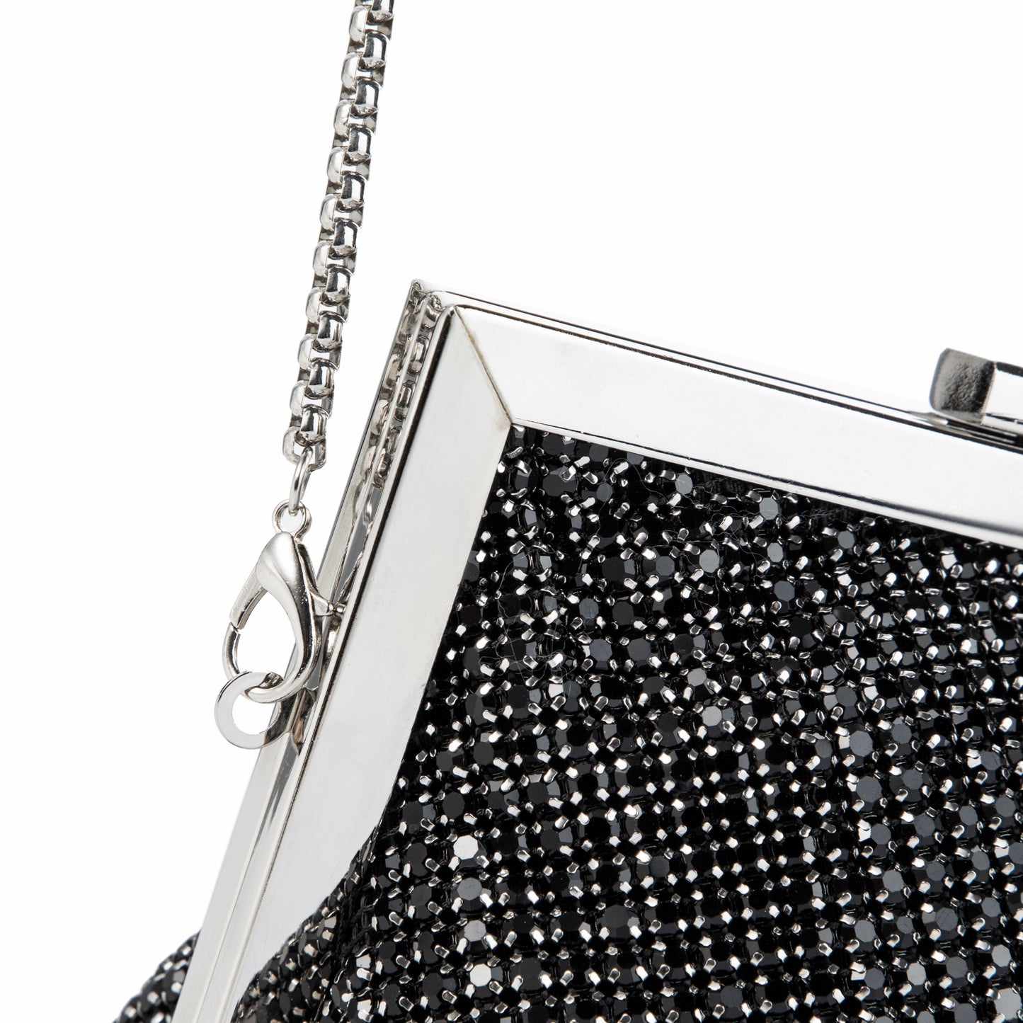 Rhinestone Angled Black Clutch