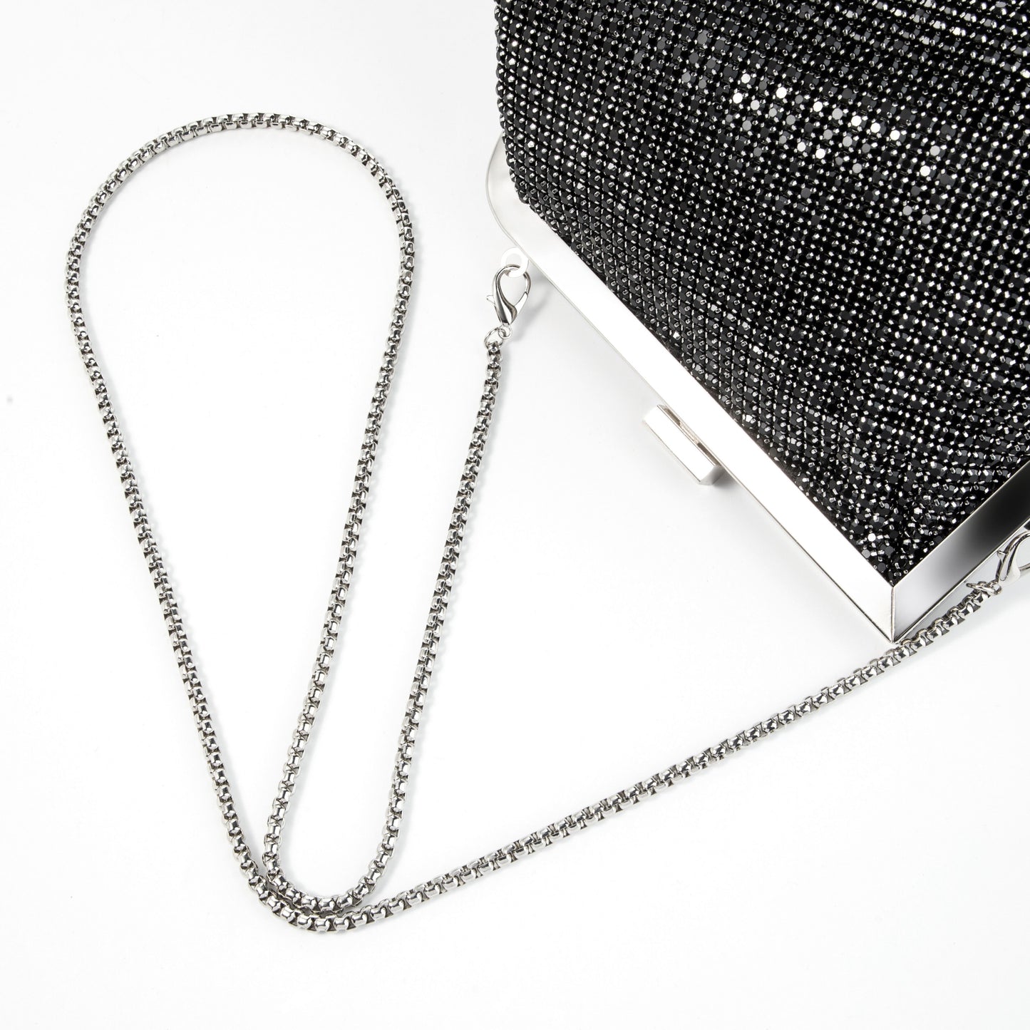 Rhinestone Angled Black Clutch