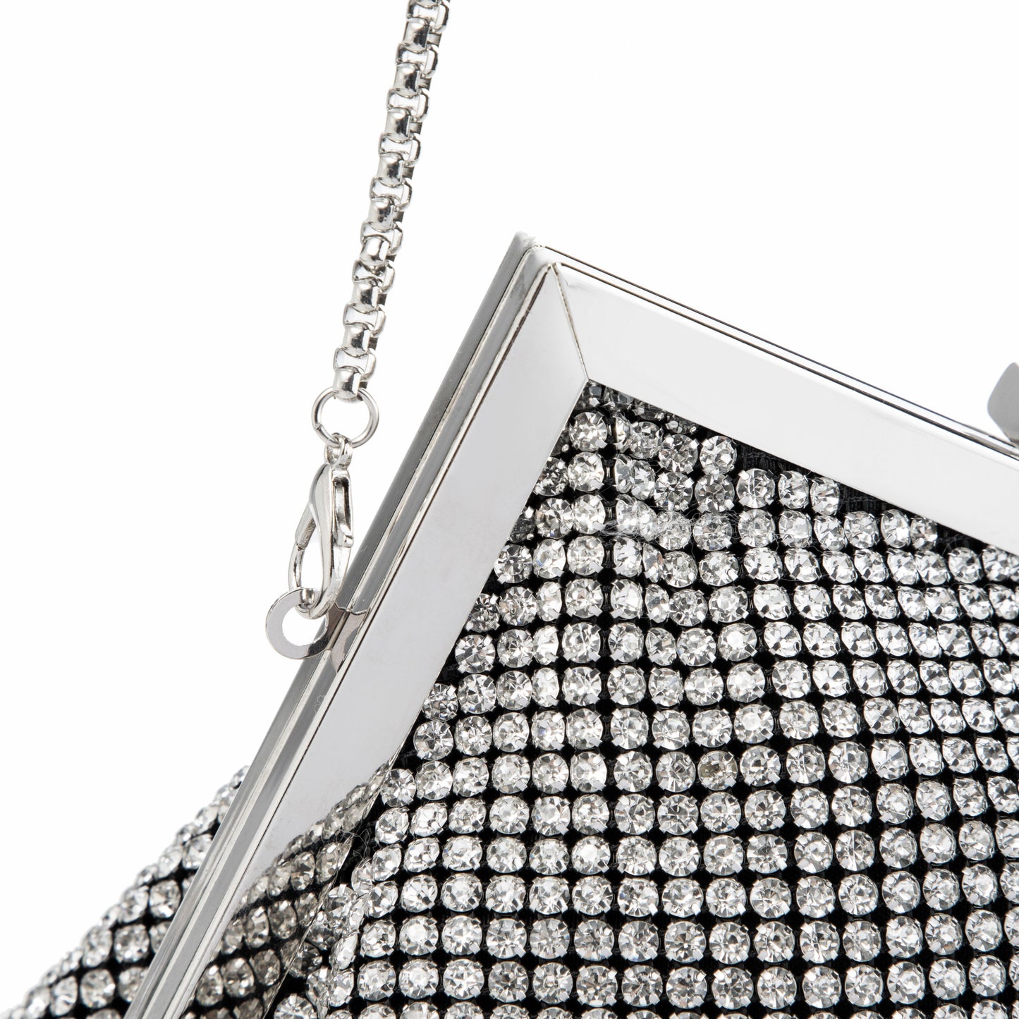 Rhinestone Angled Silver Clutch