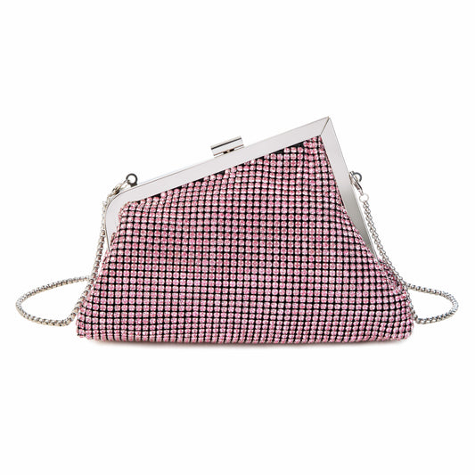 Rhinestone Angled Pink Clutch