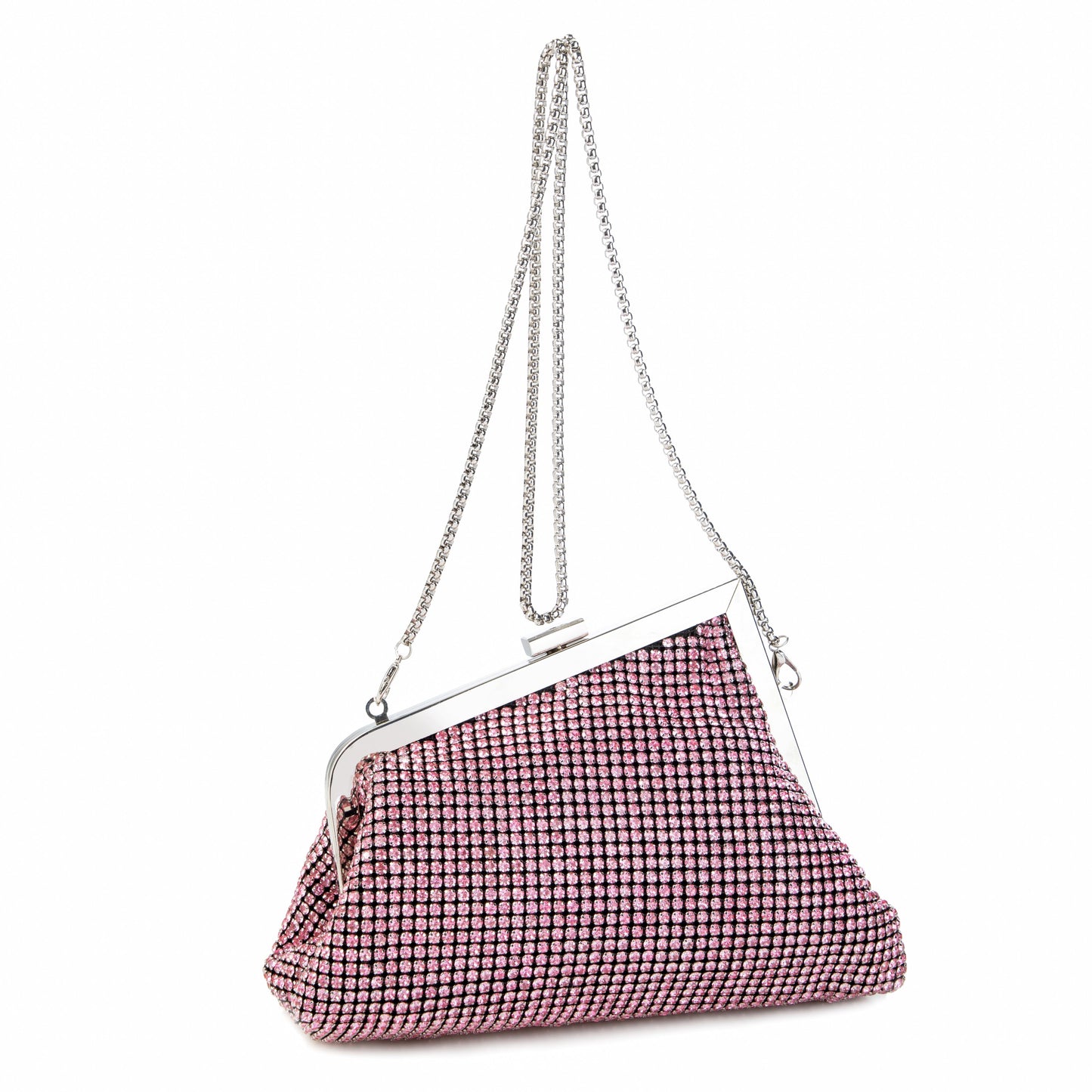 Rhinestone Angled Pink Clutch