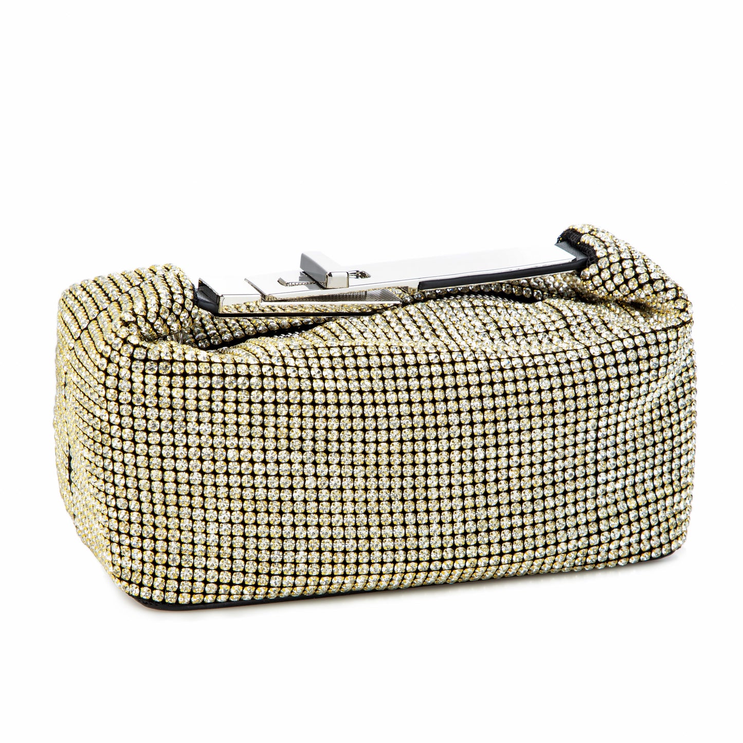 Metal Handle Sparkling Gold Clutch