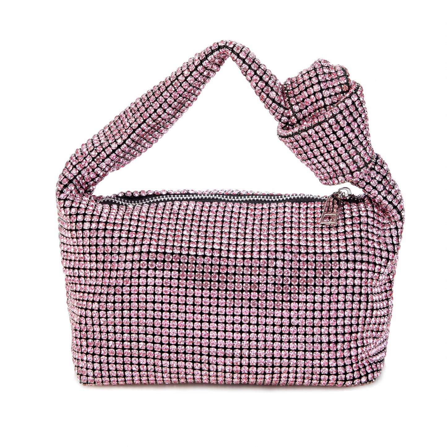 Rhinestone Knotted Pink Clutch