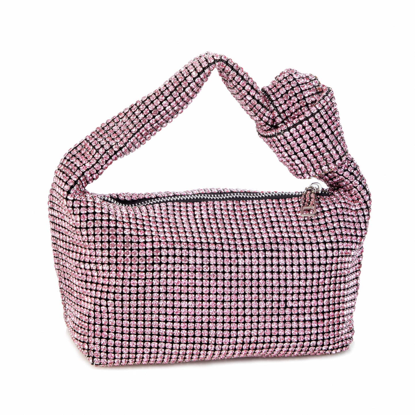 Rhinestone Knotted Pink Clutch