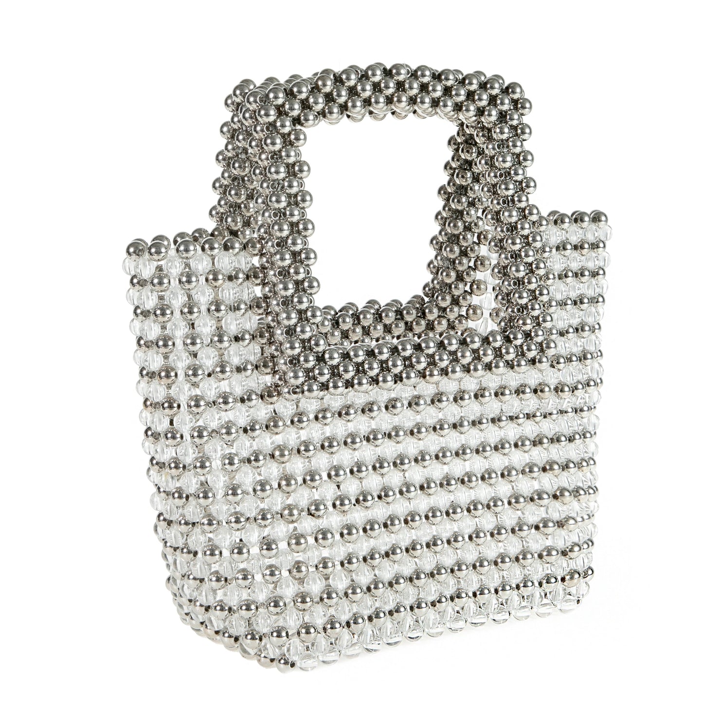 Transparent&Silver Beaded Tote