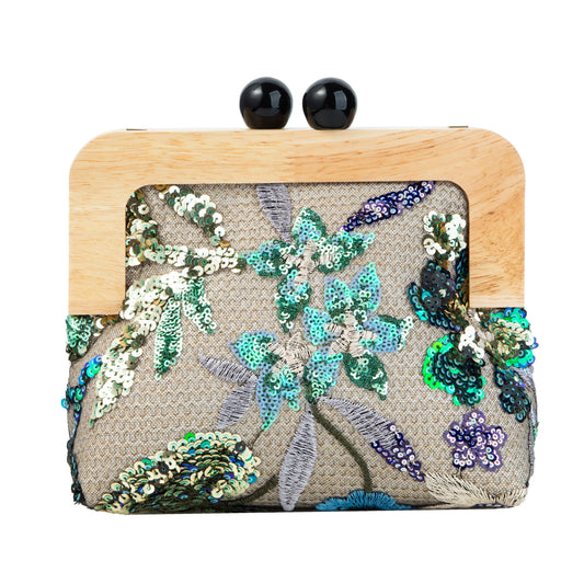 Sequin Embroidered Floral Purse