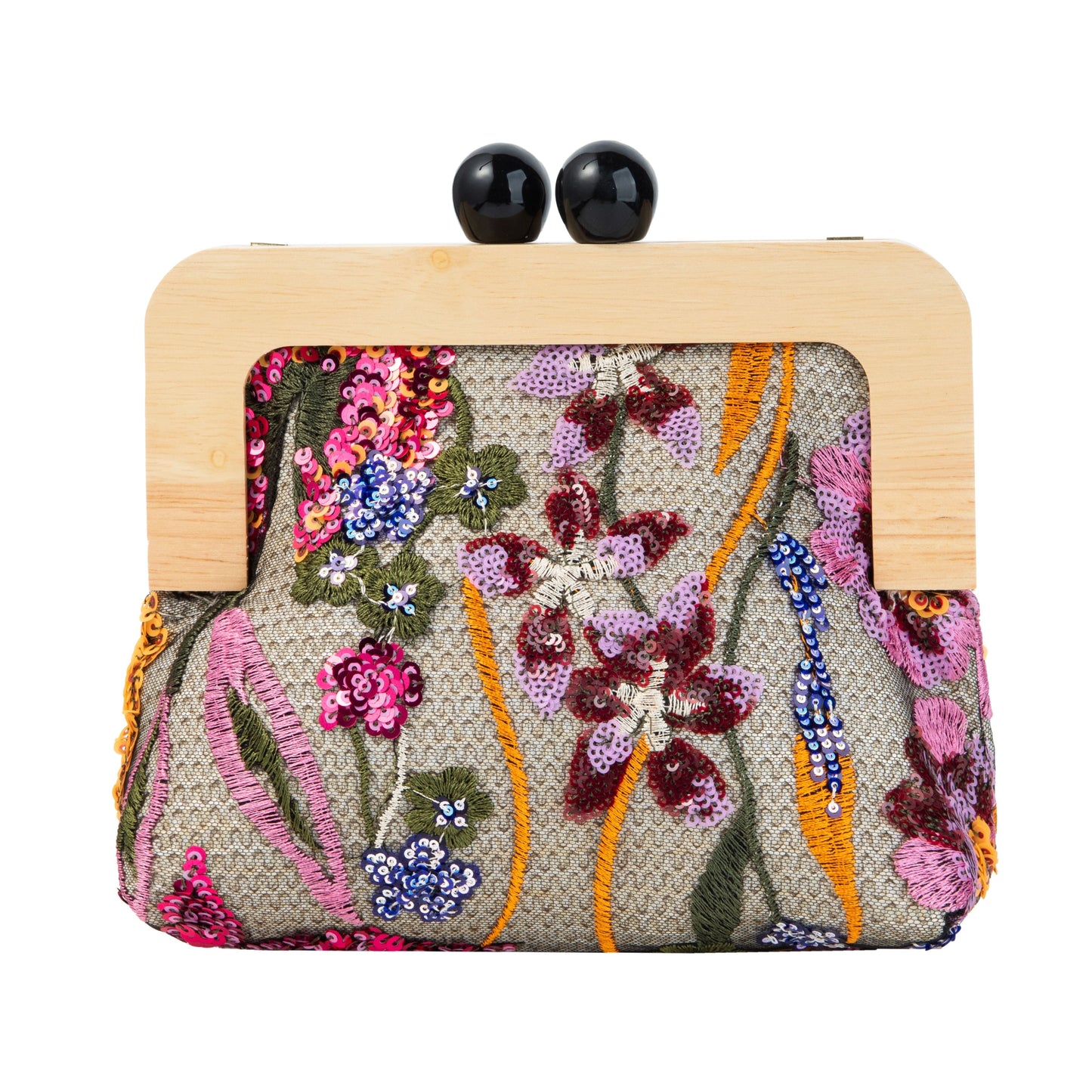 Sequin Embroidered Floral Purse