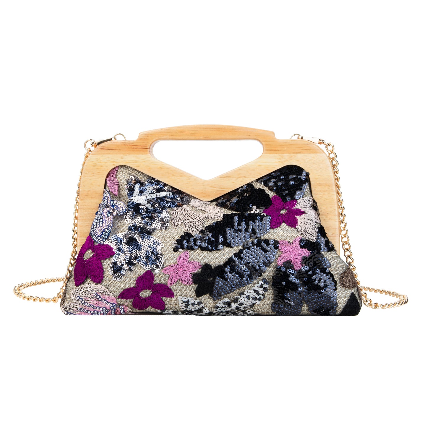 Sequin Embroidered Floral Handbag