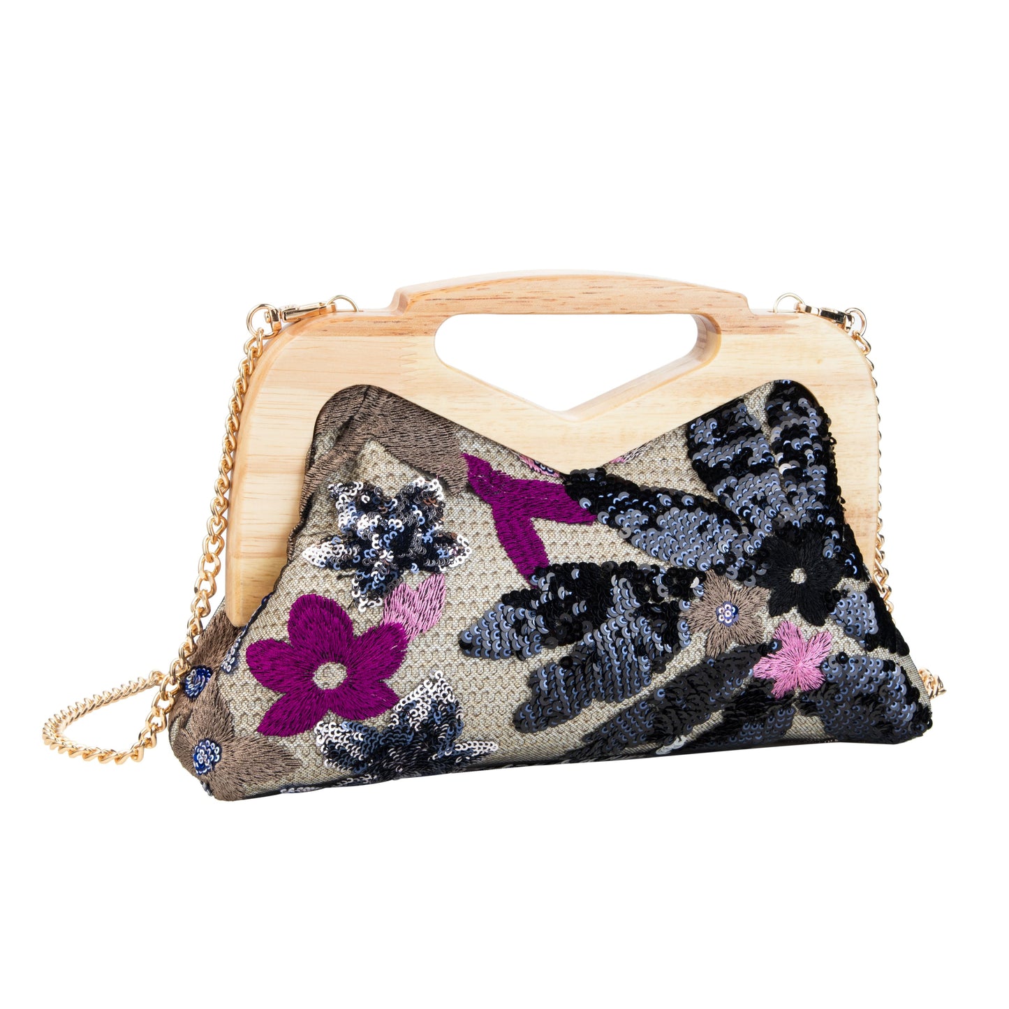 Sequin Embroidered Floral Handbag