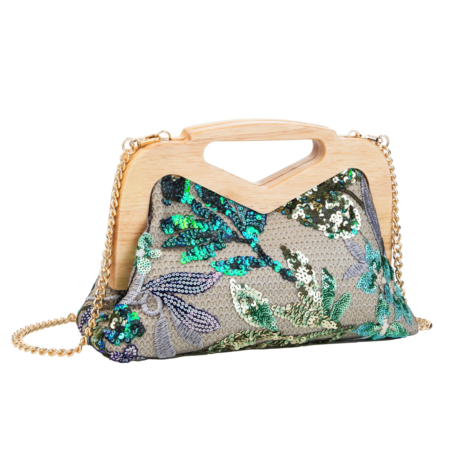 Sequin Embroidered Floral Handbag