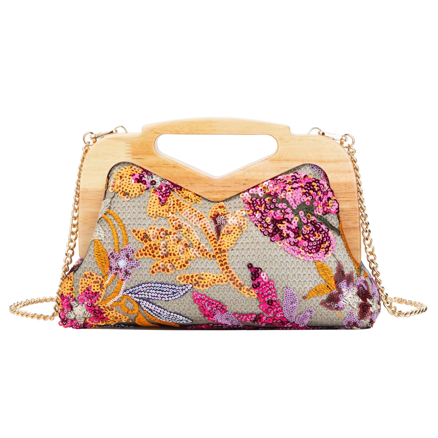 Sequin Embroidered Floral Handbag