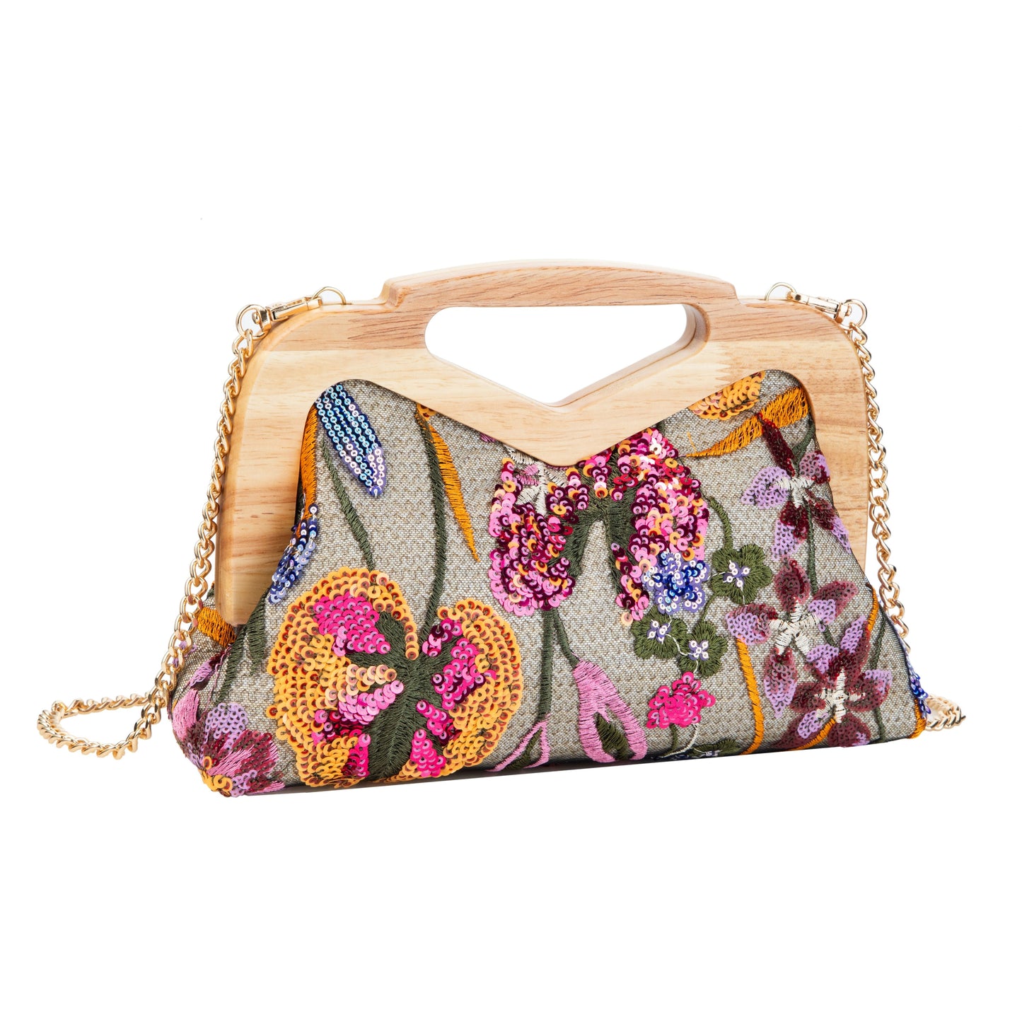 Sequin Embroidered Floral Handbag