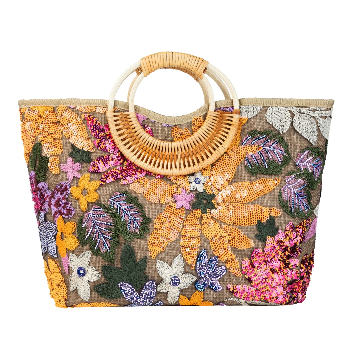 Sequin Floral Beach Bag