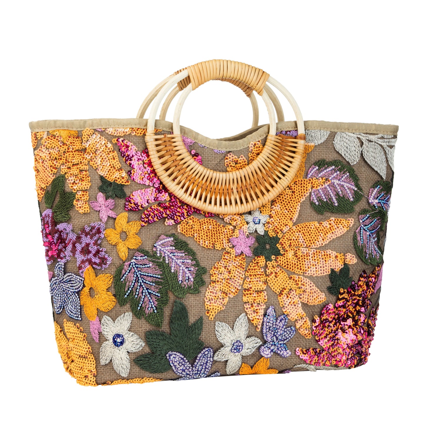 Sequin Floral Beach Bag