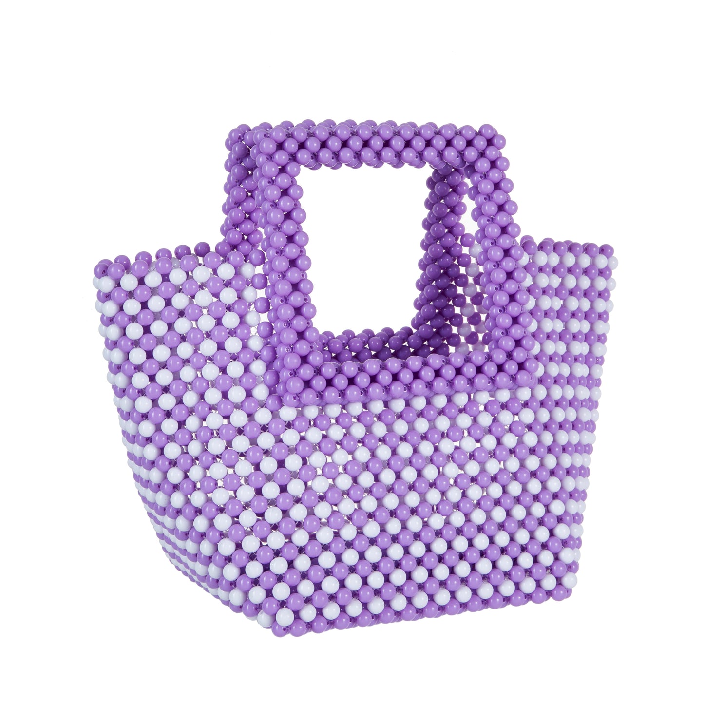 Pruple&White Beaded Tote