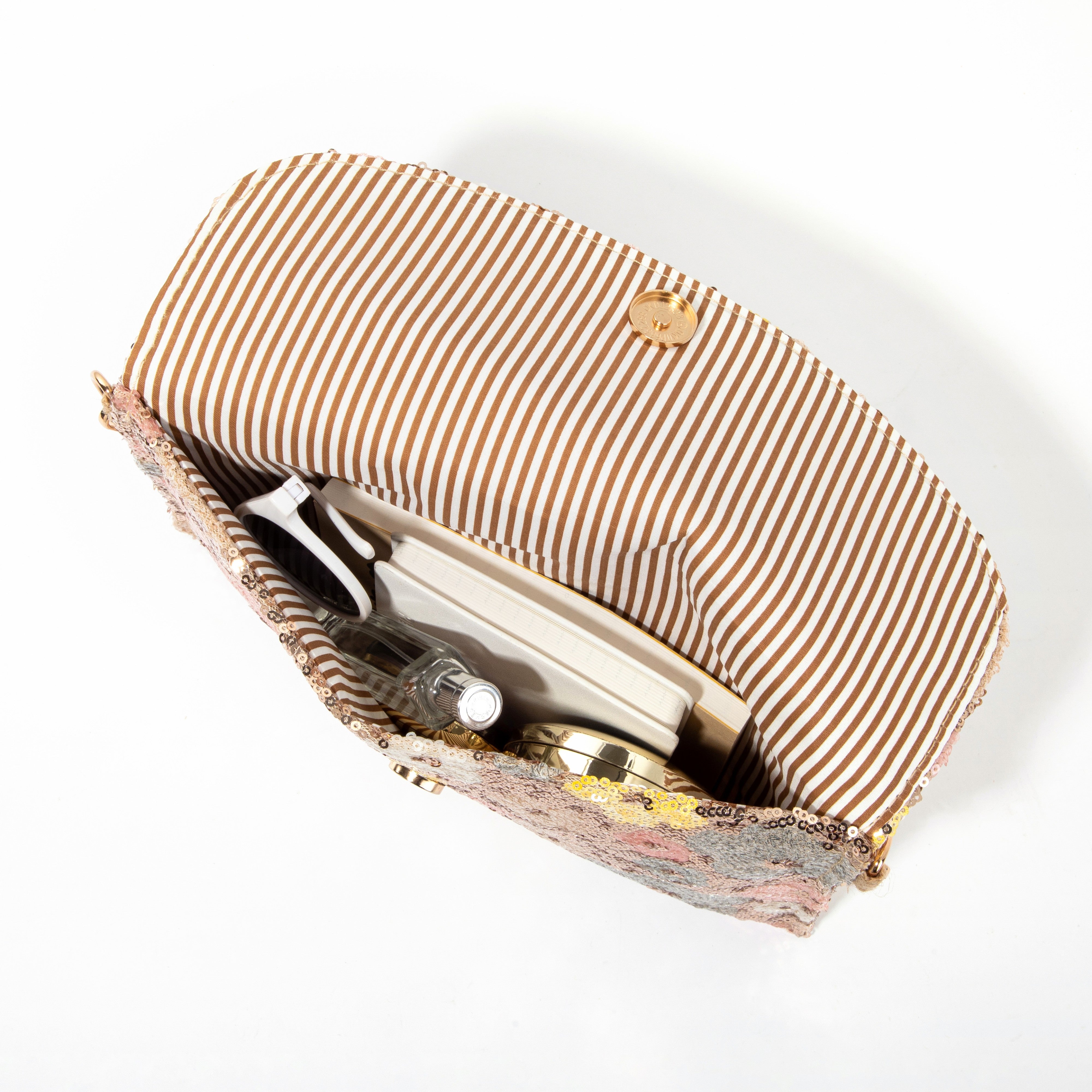 Sakura Embroidered Linen Envelope Bag