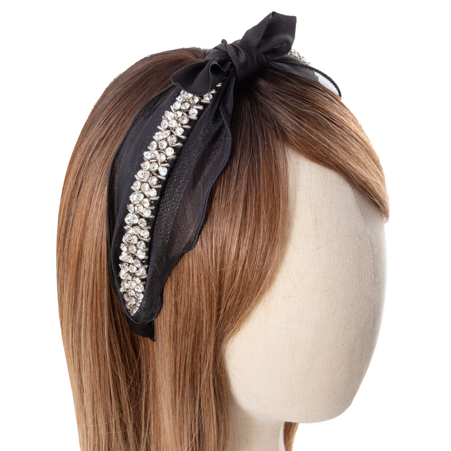 Black Lace Bow Rhinestone