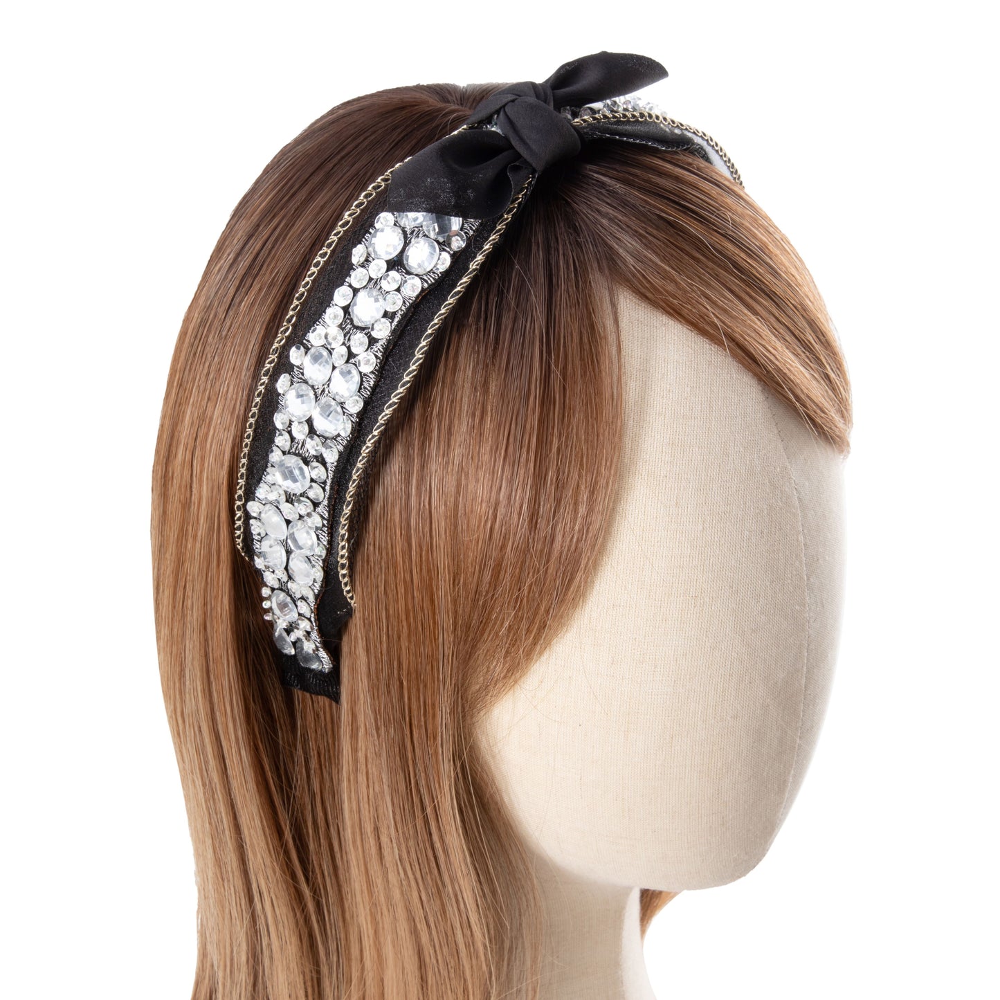 Black Lace Bow Rhinestone