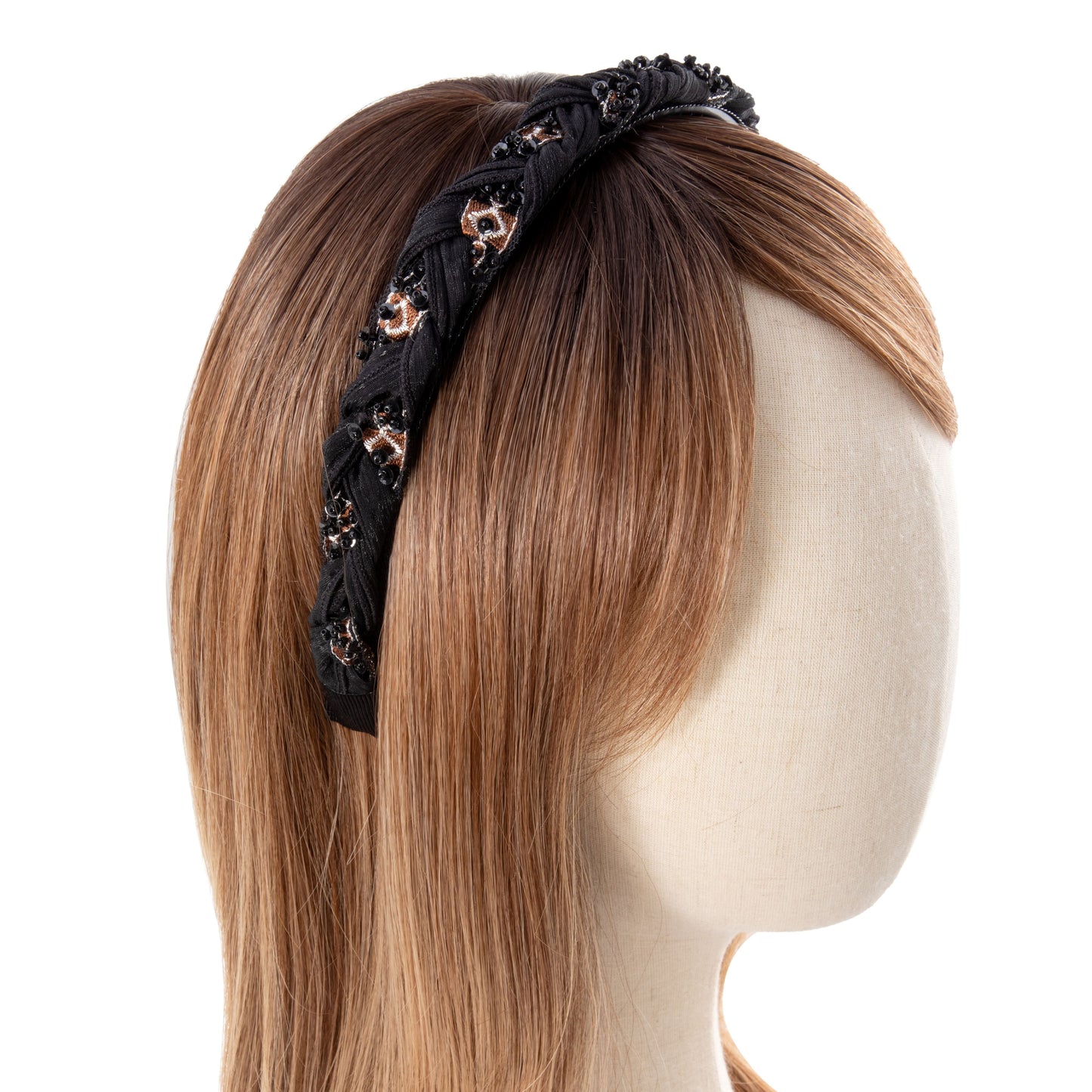 Vintage Black Lace Beaded Hairband