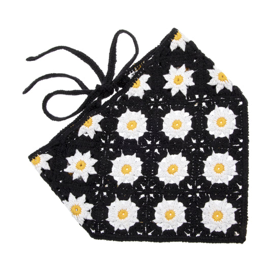 Black Daisy Headscarf