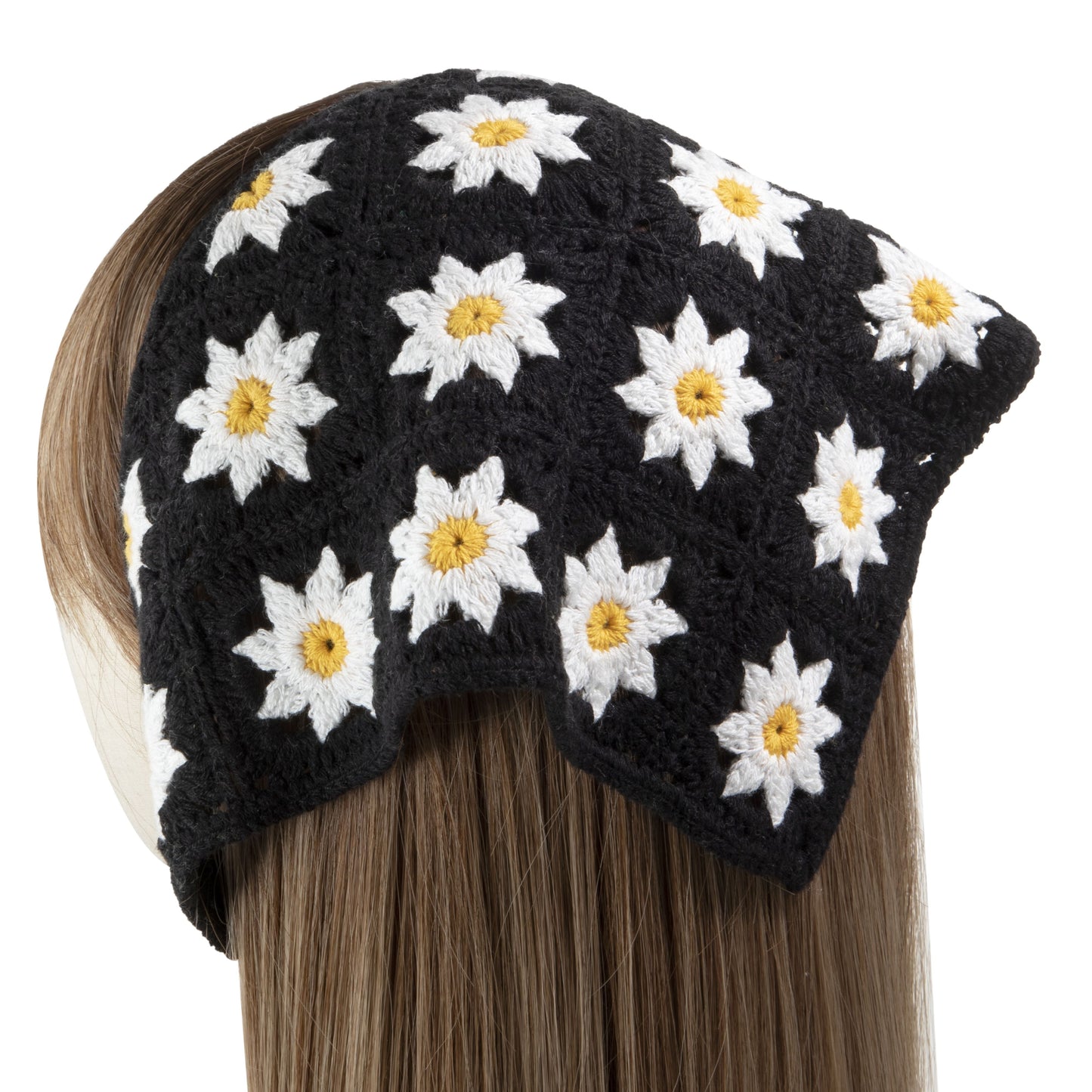 Black Daisy Headscarf