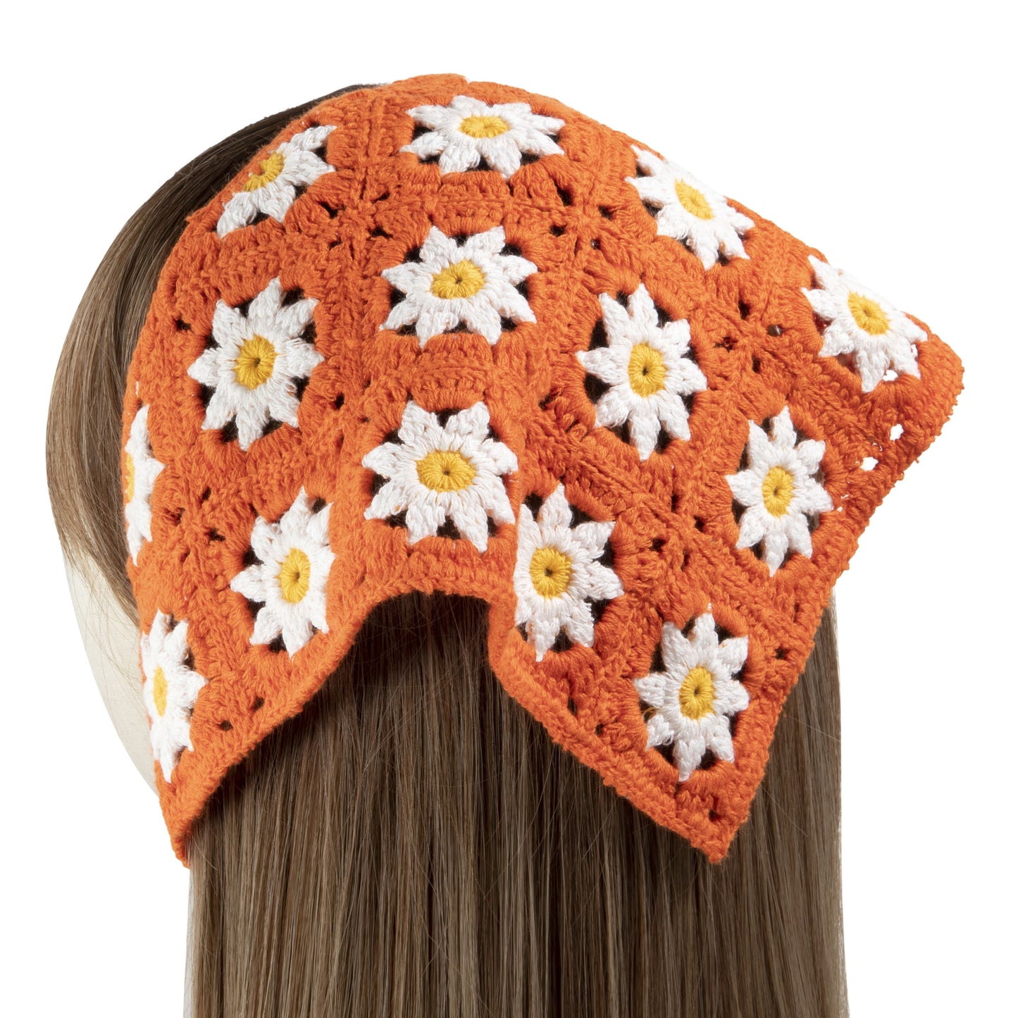 Orange Daisy Headscarf