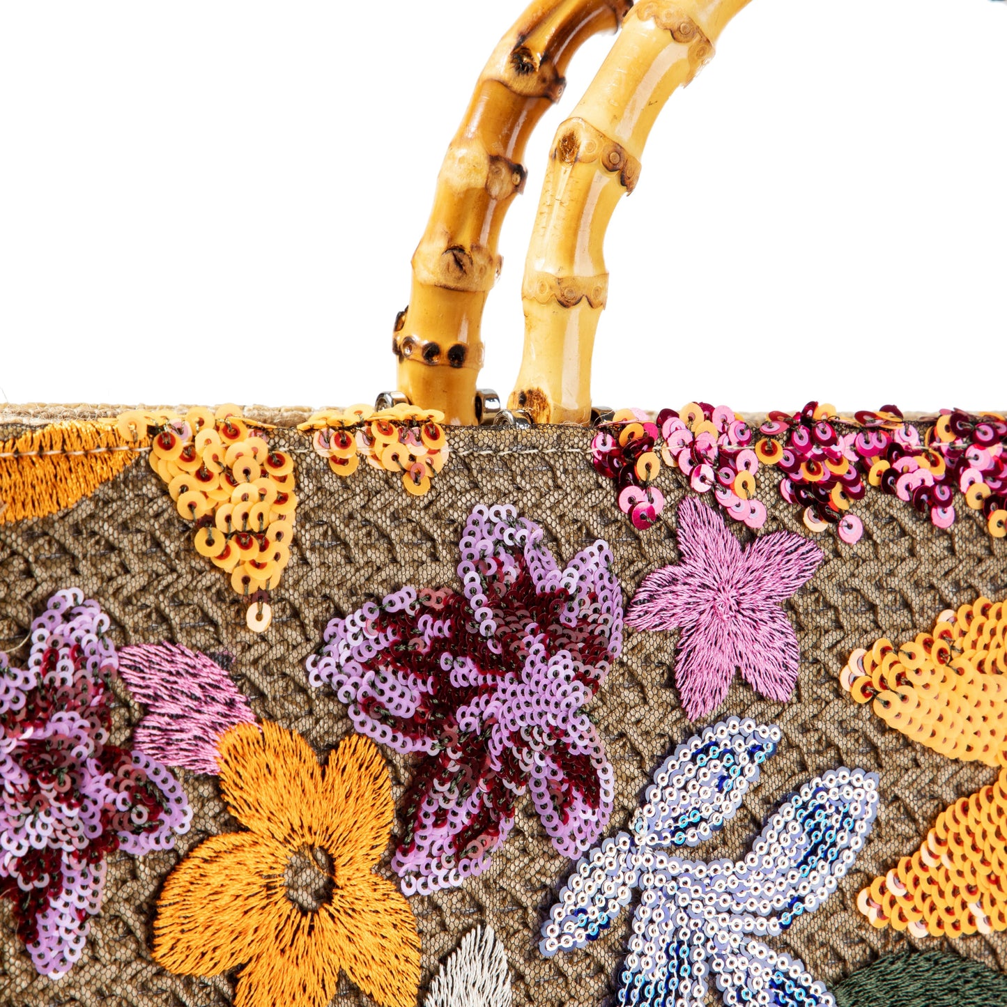 Sequin Embroidered Floral Tote