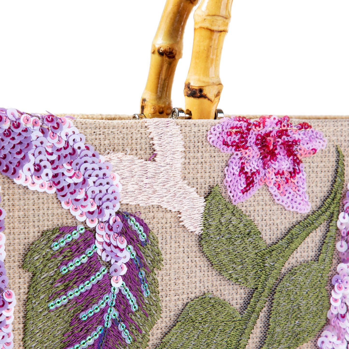 Sequin Embroidered Floral Tote