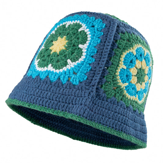 Embroidered Floral Blue Hat