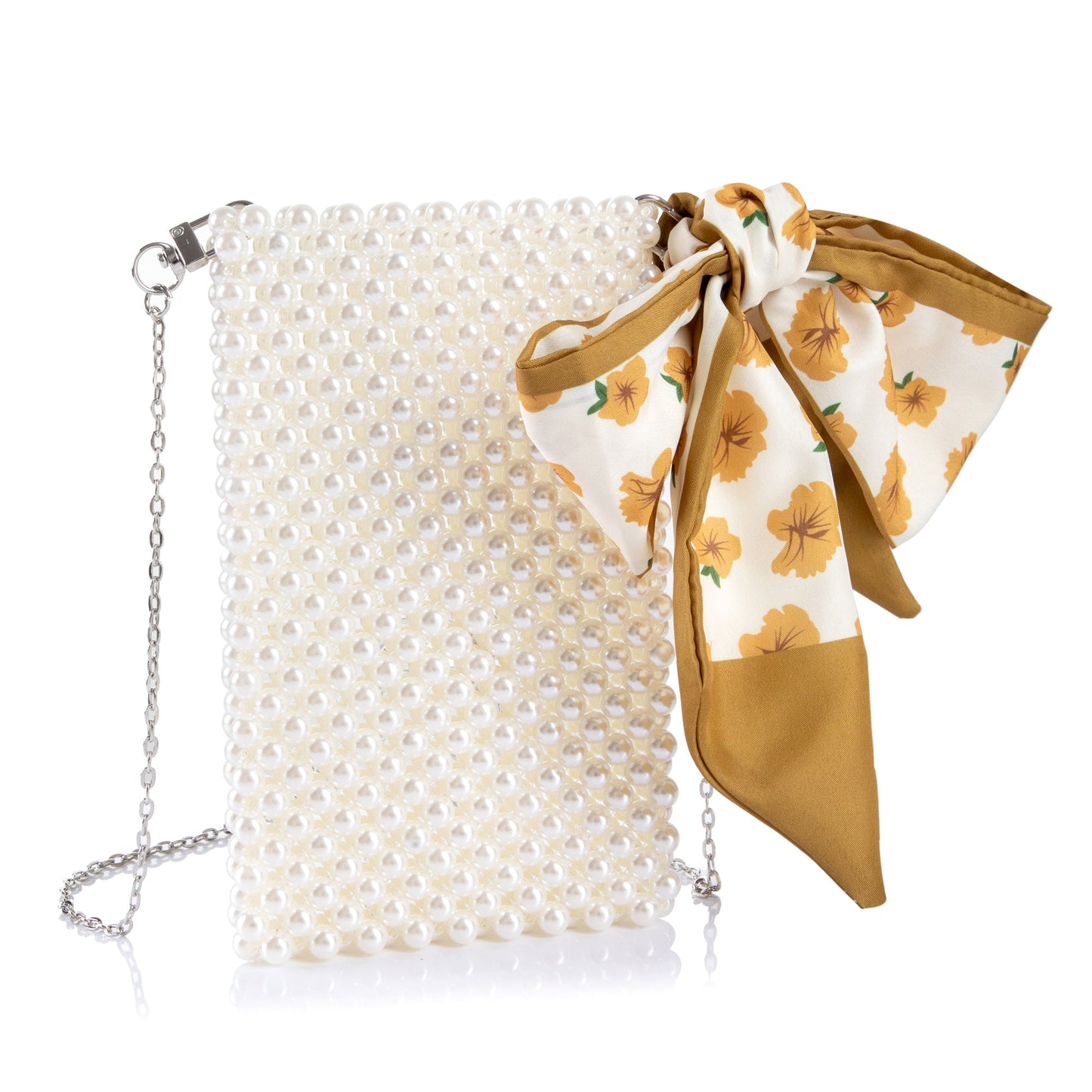 Tied Silk Cellphone White Shoulderbag