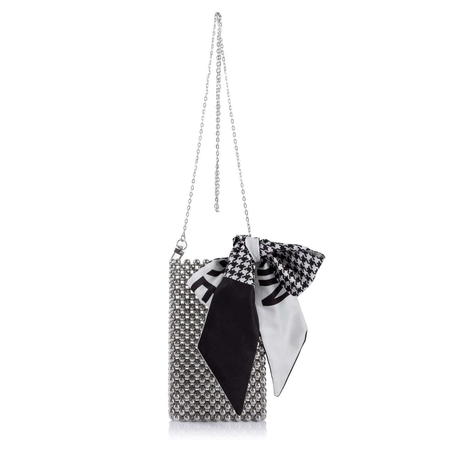 Tied Silk Cellphone Silver Shoulderbag