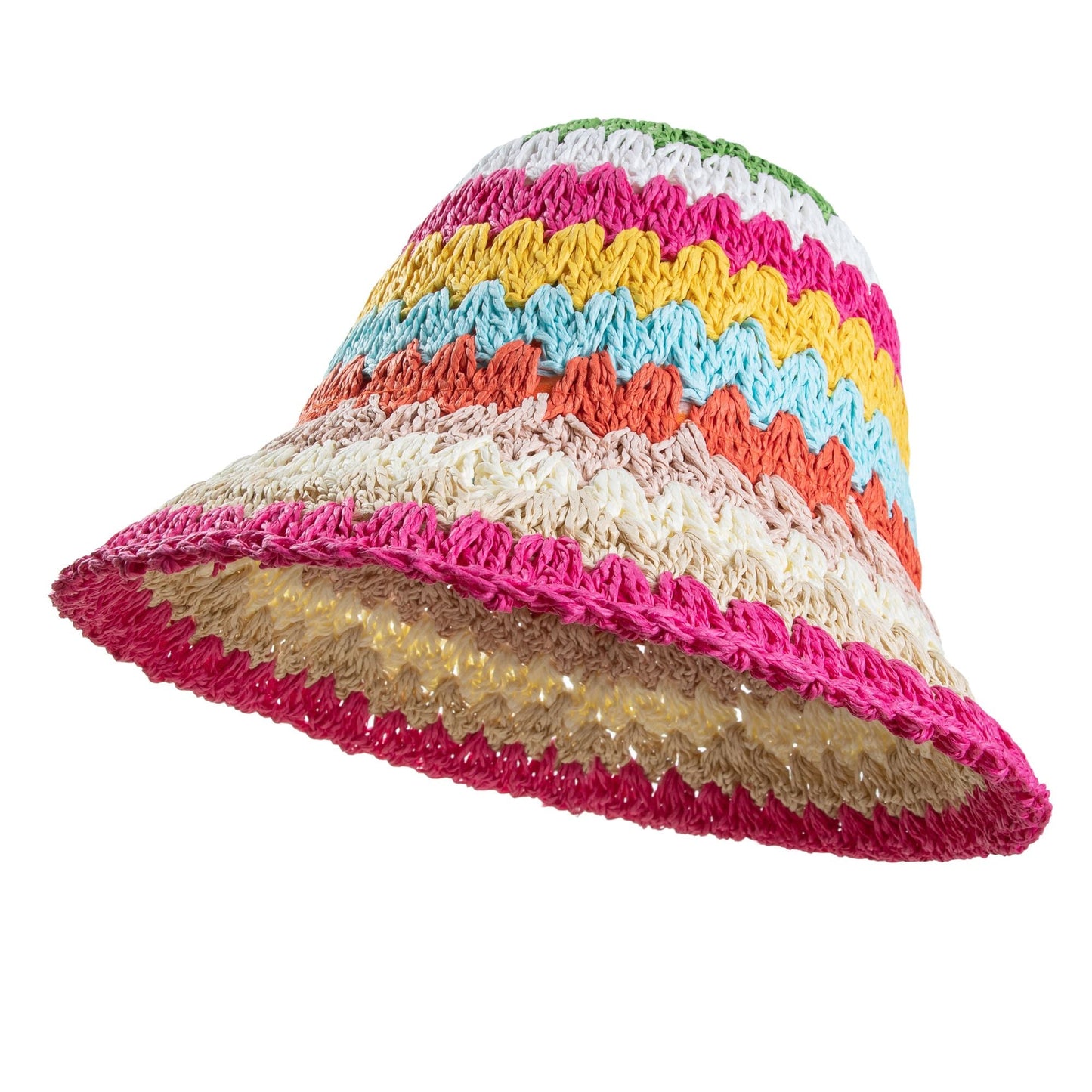 Woven Straw Bucket Hat Rainbow1