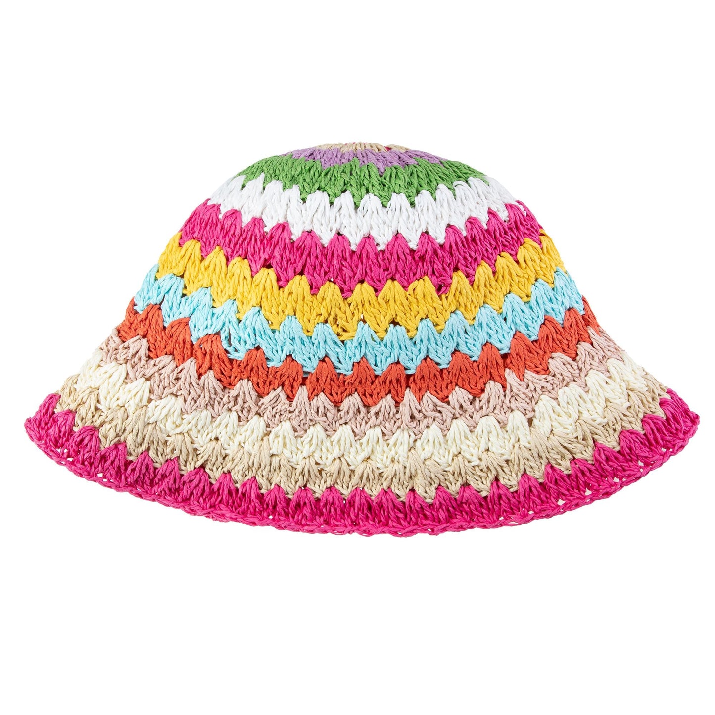 Woven Straw Bucket Hat Rainbow1