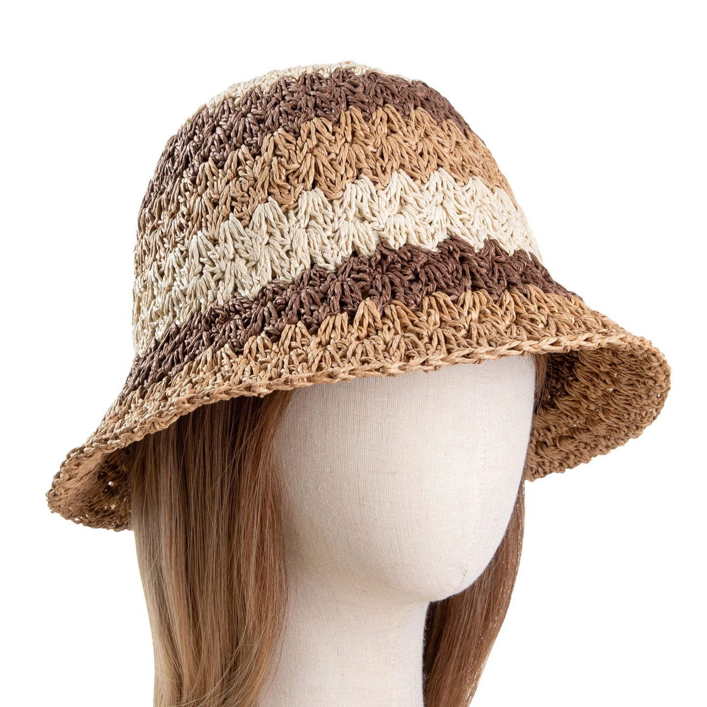 Woven Straw Bucket Hat Khaki