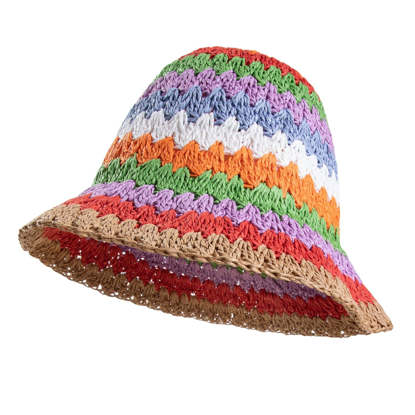 Woven Straw Bucket Hat Rainbow2