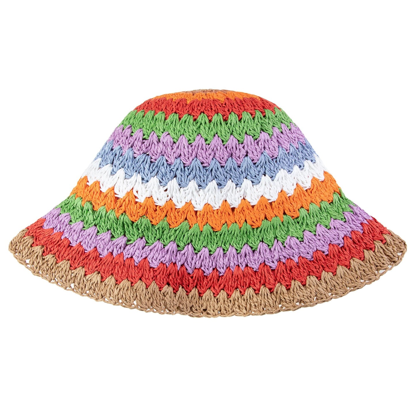 Woven Straw Bucket Hat Rainbow2