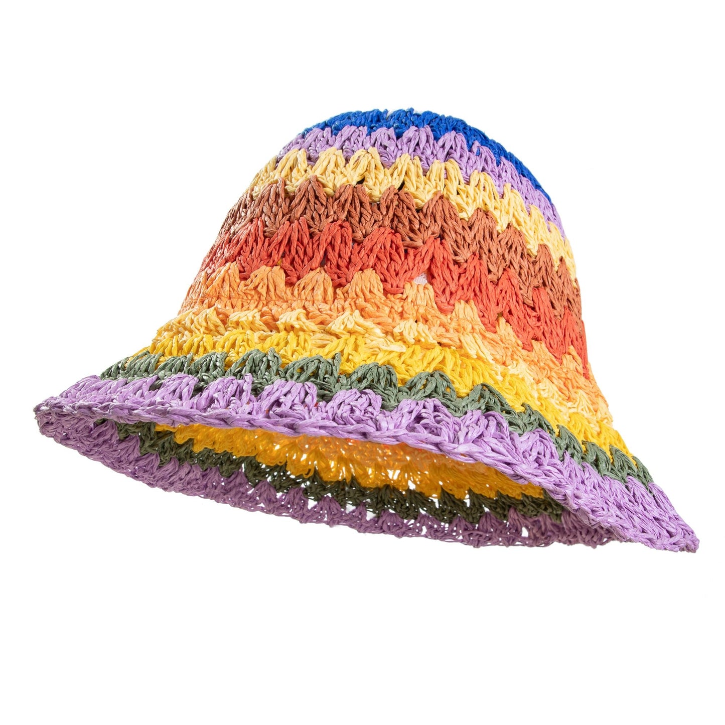 Woven Straw Bucket Hat Rainbow3