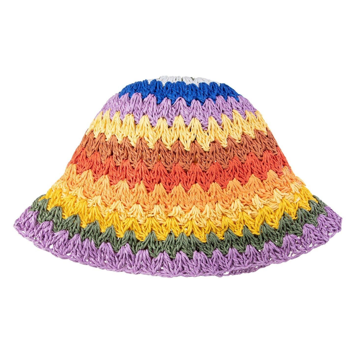 Woven Straw Bucket Hat Rainbow3